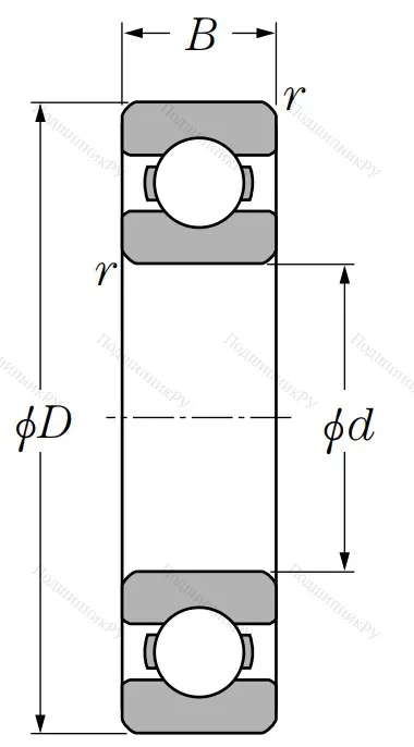 Однорядный шариковый подшипник 7017