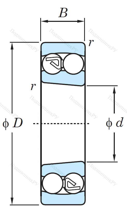Двухрядный шариковый подшипник 1209 K