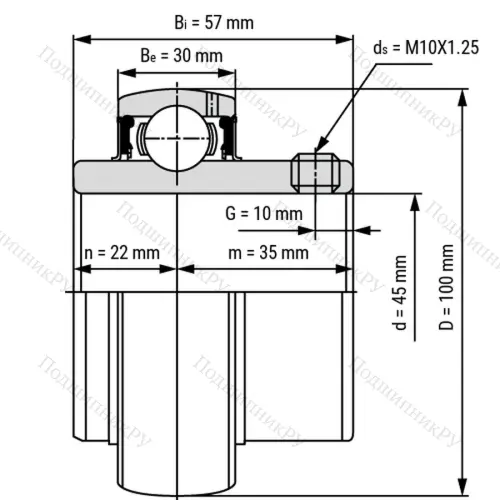 Радиальный шариковый подшипник UC 309 - Вал 45мм от производителя  LPZ