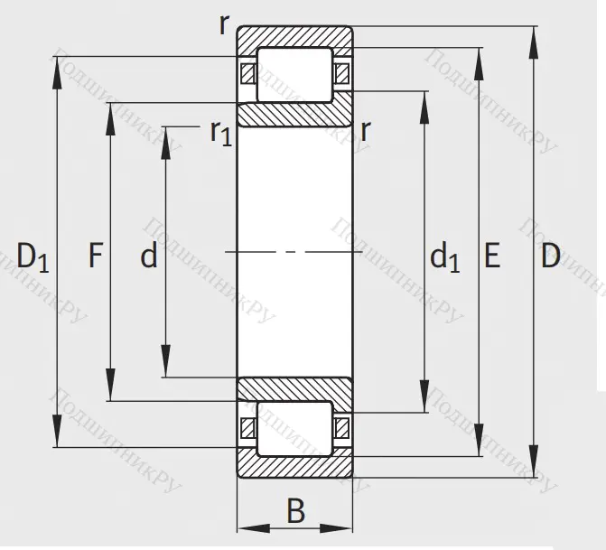Роликовый цилиндрический подшипник NJ 211 E XL TVP 2