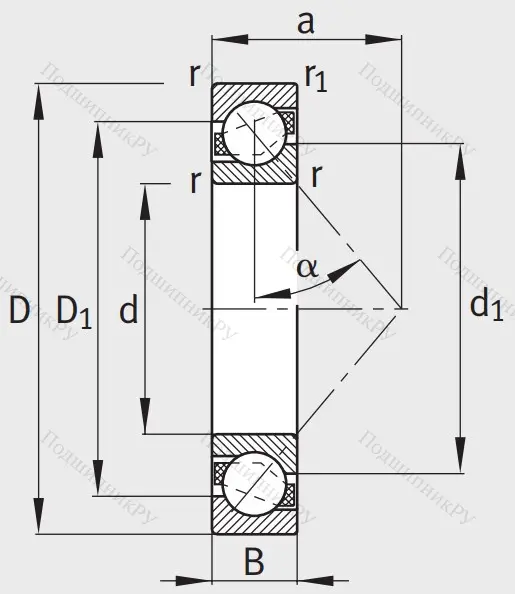 Однорядный шариковый подшипник 7303 B XL TVP
