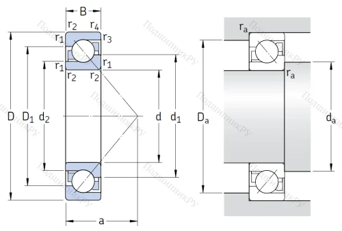 Однорядный шариковый подшипник 7308 BE 2RZP от производителя  SKF