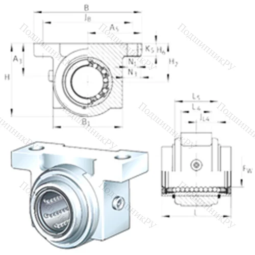 Подшипниковый узел шариковый линейный KGB 20-PP-AS