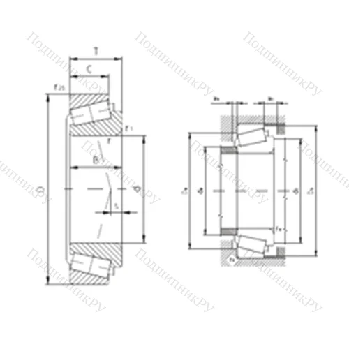 Подшипник роликовый радиально-упорный K-M 86649/K-M 86610