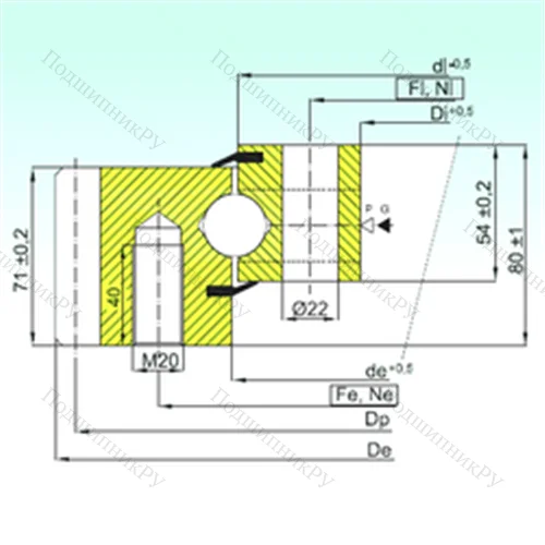 Подшипник шариковый опорно-поворотный EB 1.25.0455.200-1STPN
