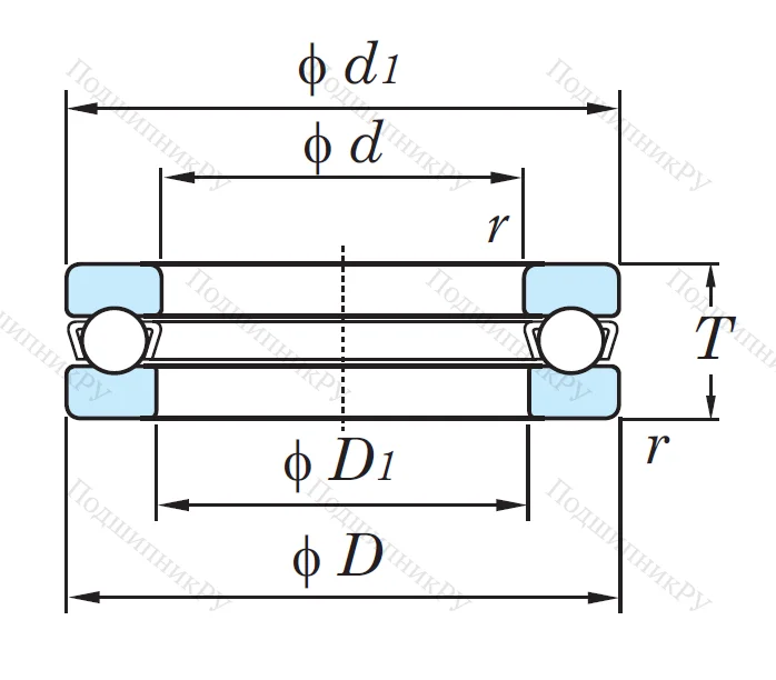 Упорный шариковый подшипник 51112