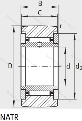 Игольчатый подшипник NATR 25 от производителя  INA