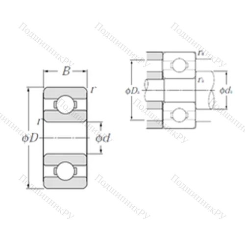 Подшипник шариковый радиальный 696