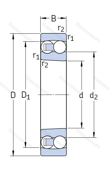 Двухрядный шариковый подшипник 2307 EKTN 9