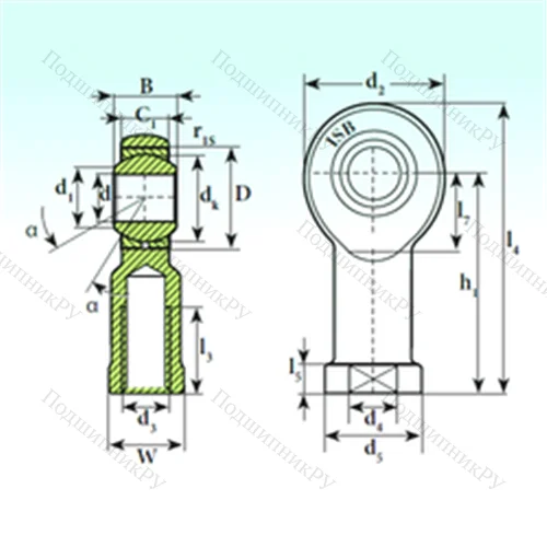Подшипник скольжения сферический TSF 6 C