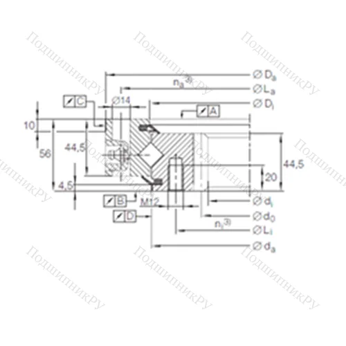 Подшипник роликовый опорно-поворотный XSI 14 1094 N