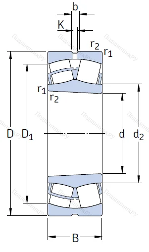 Сферический роликовый подшипник с конической посадкой на вал 23228 CCK/W 33