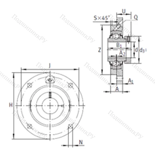 Подшипниковый узел шариковый радиальный RME 25-N