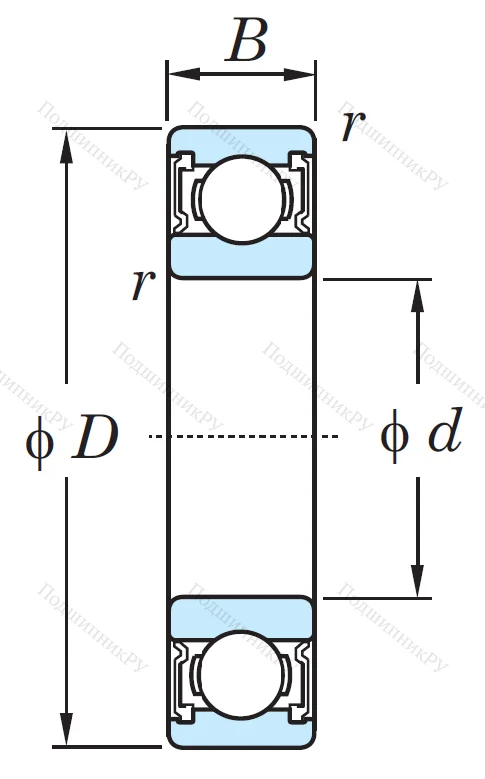Однорядный шариковый подшипник 6203 2RS CM