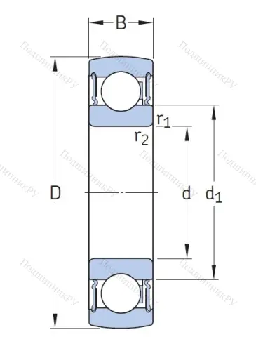Однорядный шариковый подшипник 1726204-2RS 1 от производителя  SKF