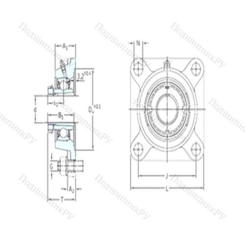 Подшипниковый узел шариковый радиальный FYJ 35 KF+HA 2307