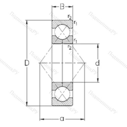 Подшипник шариковый радиально-упорный с четырёхточечным QJ 306-MPA
