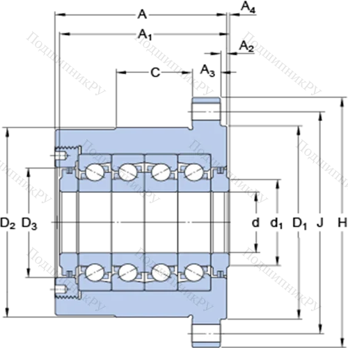 Прецизионные упорно-радиальные шарикоподшипники для винтовых передач, узел-картридж с фланцевым корпусом FBSA 208 A/QFC