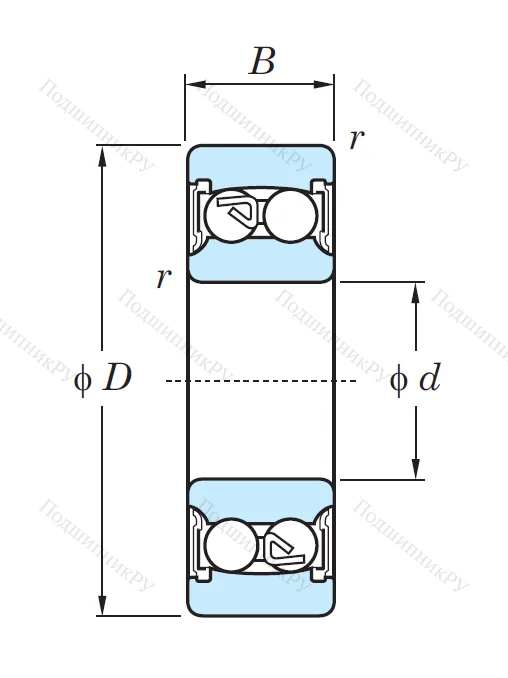 Двухрядный шариковый подшипник 2206 2RS
