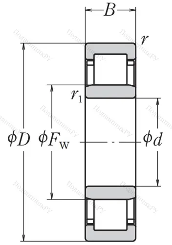 Роликовый цилиндрический подшипник NU 212 EW C 3 от производителя  NSK
