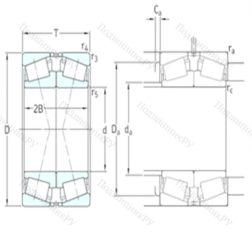 Подшипник роликовый радиально-упорный спаренный 30222J 2/DF
