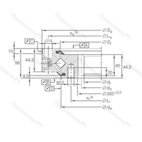 Подшипник роликовый опорно-поворотный XSI 14 0414 N