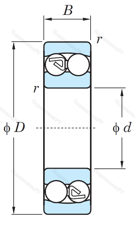 Двухрядный шариковый подшипник 2204 MG