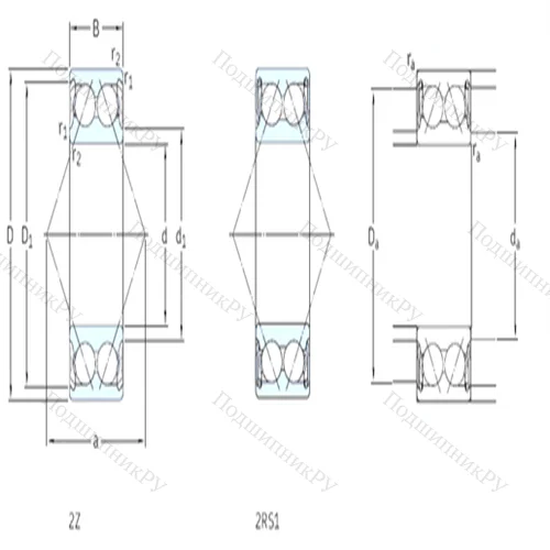 Подшипник шариковый радиально-упорный 3206A-2RS 1