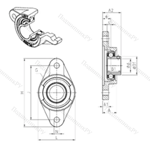 Подшипниковый узел шариковый радиальный USFL 205