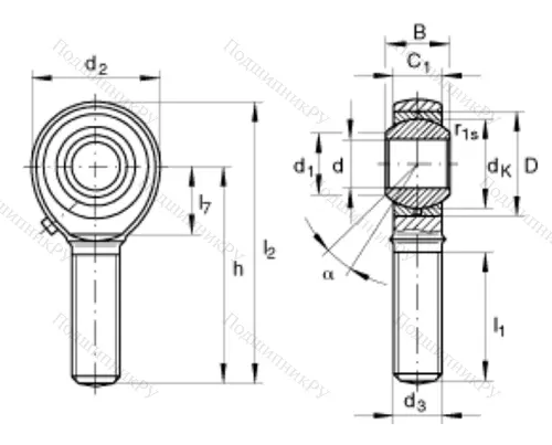 Шарнирная головка с наружной правой резьбой GAKR 20 PB в Москве