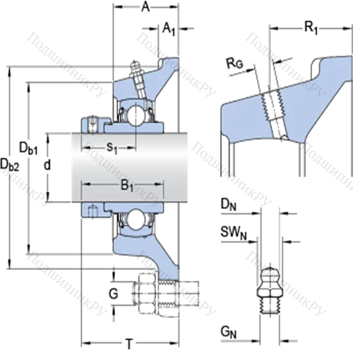Фланцевые подшипниковые узлы типа Y (корпус типа Y-TECH, квадратный фланец, крепление стопорными винтами) FY 1.1/2 WF