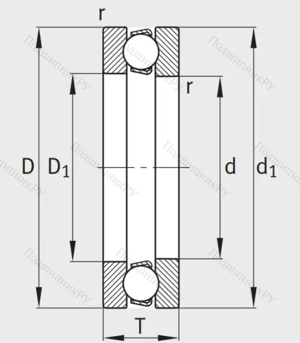 Упорный шариковый подшипник 8208 Н (51208) в Москве