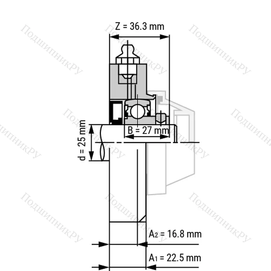 Подшипниковый узел WP-SSBF 205 - Вал: 25 мм