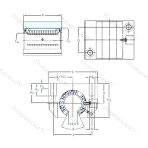 Подшипник шариковый линейный LUNF 50-2LS от производителя  SKF