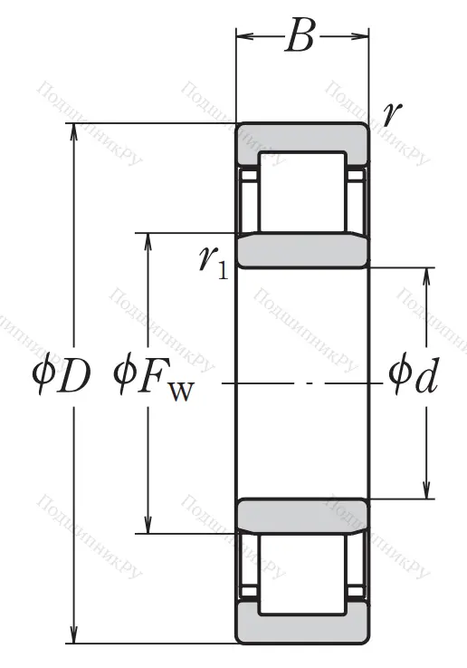 Роликовый цилиндрический подшипник NU 210 EW C 3