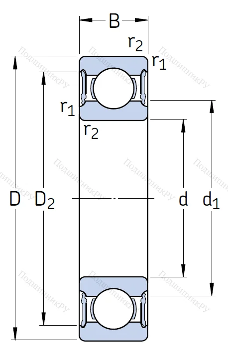 Однорядный шариковый подшипник 6009 2RS 1