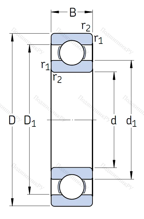 Однорядный шариковый подшипник 6311