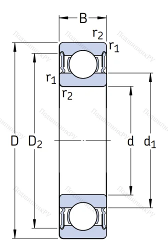 Шариковый однорядный подшипник 180214 (6214 2RS) в Москве