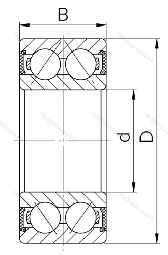 Двухрядный шариковый подшипник 1504 2RS (2204 2RS) в Москве