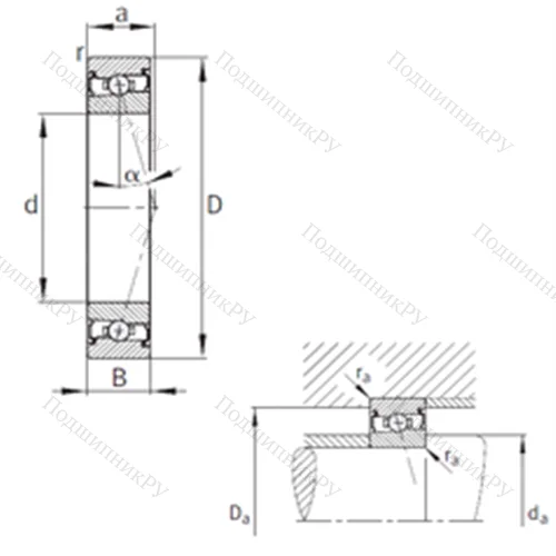 Подшипник шариковый радиально-упорный HCS 7008-C-T-P 4S
