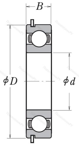 Однорядный шариковый подшипник 6204 DDU NR от производителя  NSK