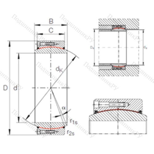 Подшипник скольжения сферический GE 460 DW-2RS 2