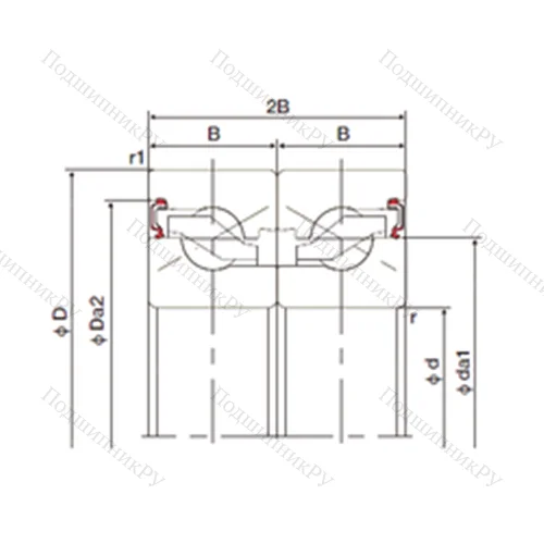 Подшипник шариковый упорно-радиальный спаренный 30TAB 06DB-2LR от производителя  NACHI