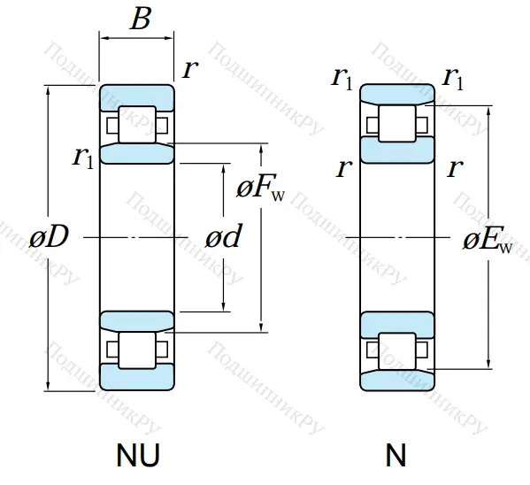 Роликовый цилиндрический подшипник N 309 FY