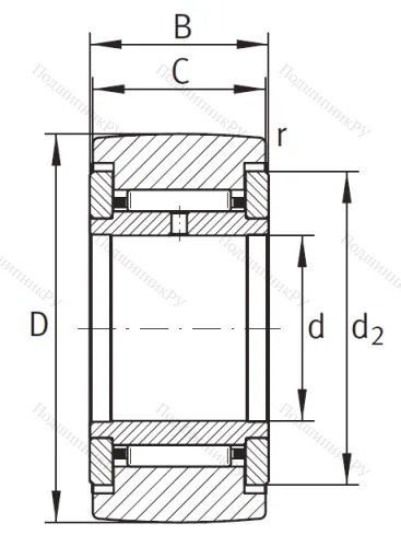 Игольчатый подшипник NATR 25 от производителя  INA