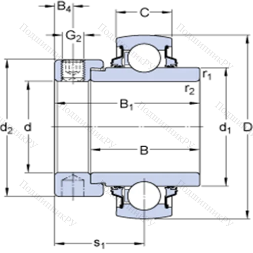 Подшипники типа Y с эксцентриковым стопорным кольцом YELAG 207