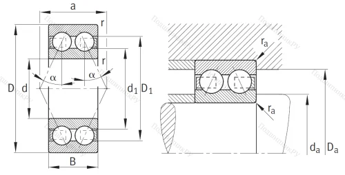 Двухрядный шариковый подшипник 3212 B TVH от производителя  FAG