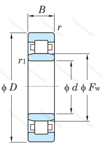 Роликовый цилиндрический подшипник NU 212 от производителя  KOYO