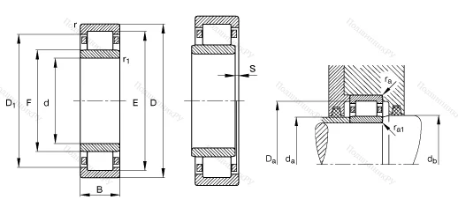 Роликовый цилиндрический подшипник NU 309 E XL TVP 2