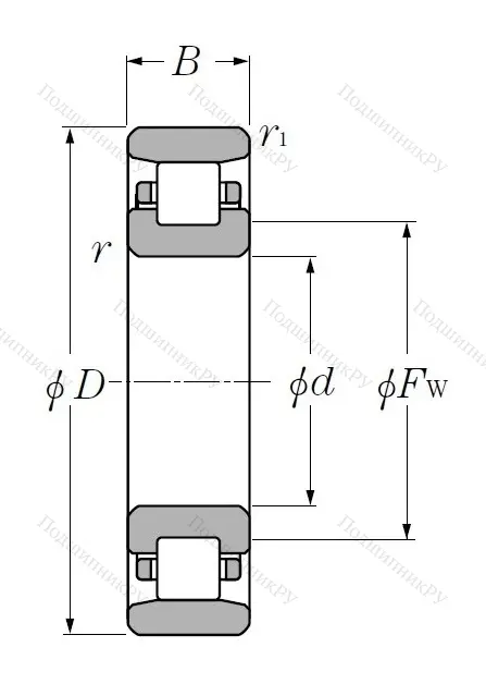 Роликовый цилиндрический подшипник N 211